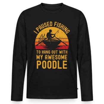 Angeln, Fischen und Pudel - Männer Premium Bio Langarmshirt - Schwarz - Vorne - Nico (187cm)