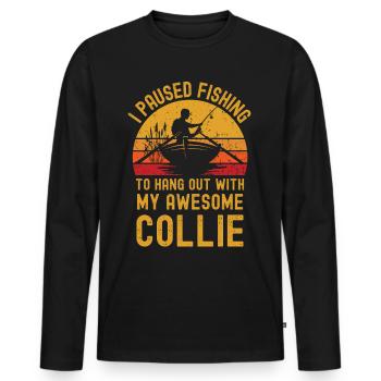 Pêche, pêche et colley - T-shirt manches longues Premium bio Homme - noir - Devant - Nico (187cm)