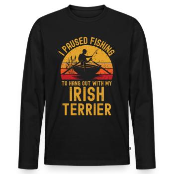 Fishing, fishing and Irish Terriers - Men's Premium Organic Long Sleeve Shirt - black - Front - Nico (187cm)