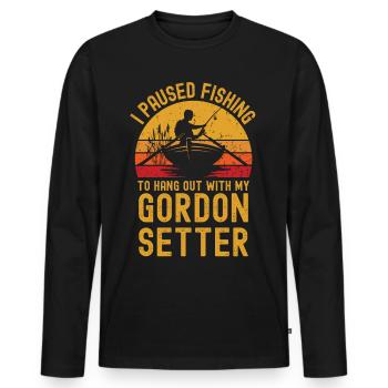 Pêche, pêche et Gordon Setter - T-shirt manches longues Premium bio Homme - noir - Devant - Nico (187cm)