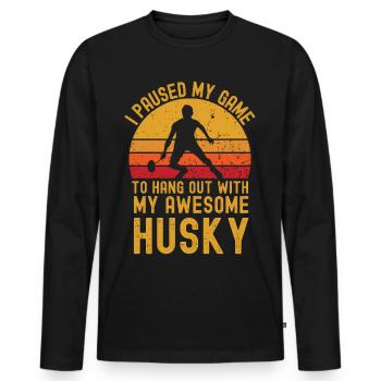 Badminton und Husky - Männer Premium Bio Langarmshirt - Schwarz - Vorne - Nico (187cm)