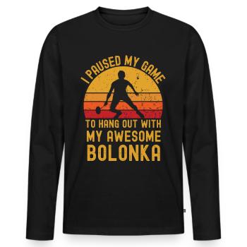 Badminton et Bolonka - T-shirt manches longues Premium bio Homme - noir - Devant - Nico (187cm)
