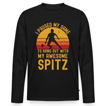 Badminton und Spitz - Männer Premium Bio Langarmshirt - Schwarz - Vorne - Nico (187cm)