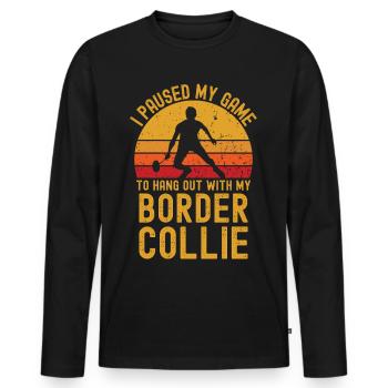 Badminton and Border Collie - Men's Premium Organic Long Sleeve Shirt - black - Front - Nico (187cm)