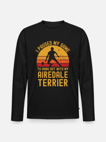 Badminton and Airedale Terrier - Men's Premium Organic Long Sleeve Shirt - black