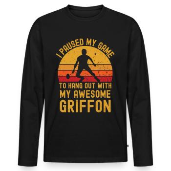 Badminton und Griffon - Männer Premium Bio Langarmshirt - Schwarz - Vorne - Nico (187cm)
