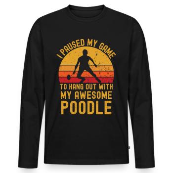 Badminton und Pudel - Männer Premium Bio Langarmshirt - Schwarz - Vorne - Nico (187cm)