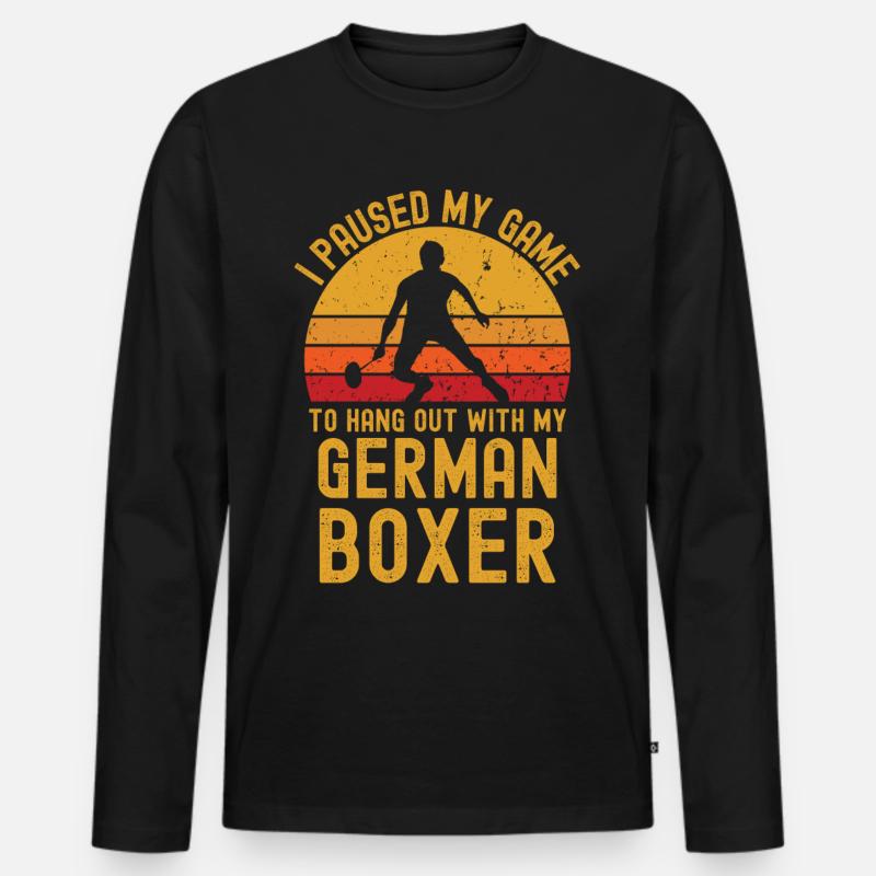Badminton und Deutscher Boxer - Männer Premium Bio Langarmshirt - Schwarz
