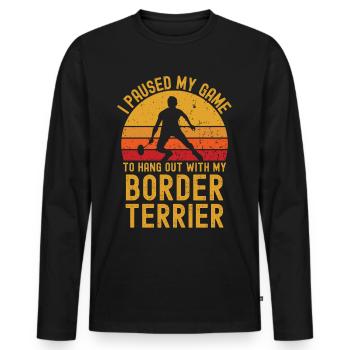 Badminton et Border Terrier - T-shirt manches longues Premium bio Homme - noir - Devant - Nico (187cm)