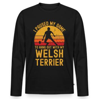 Badminton and Welsh Terrier - Men's Premium Organic Long Sleeve Shirt - black - Front - Nico (187cm)