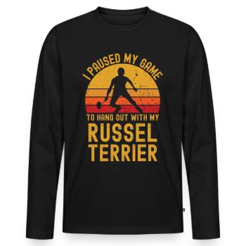 Badminton et Russel Terrier - T-shirt manches longues Premium bio Homme - noir - Devant - Nico (187cm)
