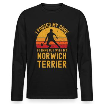 Badminton and Norwich Terrier - Men's Premium Organic Long Sleeve Shirt - black - Front - Nico (187cm)