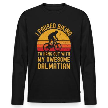 Radfahren und Dalmatiner - Männer Premium Bio Langarmshirt - Schwarz - Vorne - Nico (187cm)