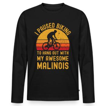 Radfahren und Malinois - Männer Premium Bio Langarmshirt - Schwarz - Vorne - Nico (187cm)