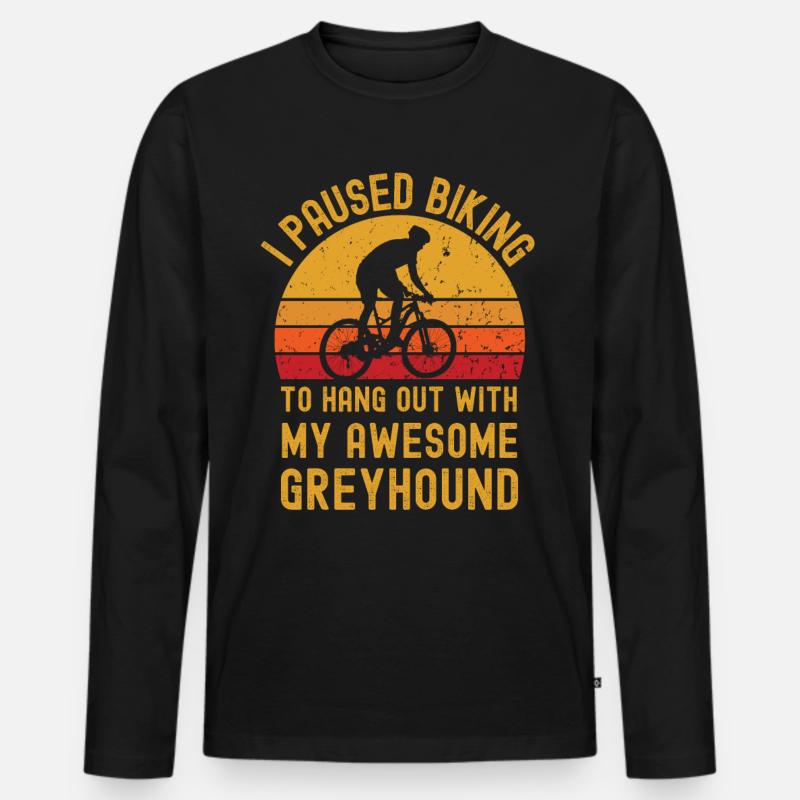 Radfahren und Greyhound - Männer Premium Bio Langarmshirt - Schwarz