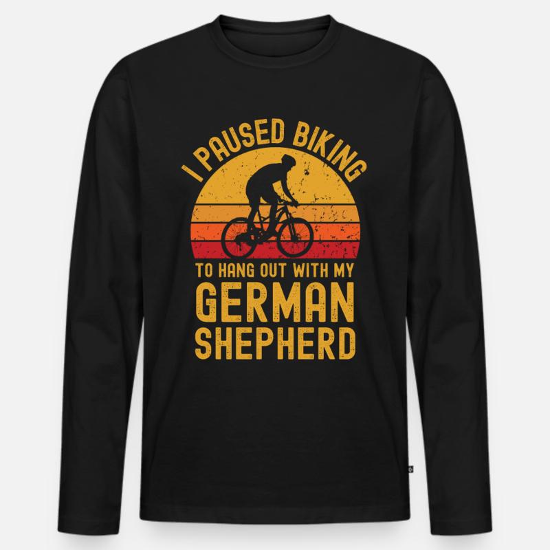 Radfahren und Deutscher Schäferhund - Männer Premium Bio Langarmshirt - Schwarz