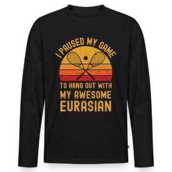 Courge et Eurasie - T-shirt manches longues Premium bio Homme - noir - Devant - Nico (187cm)