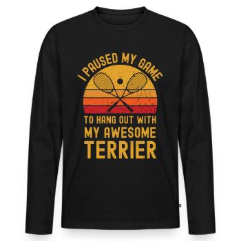 Courge et Terrier - T-shirt manches longues Premium bio Homme - noir - Devant - Nico (187cm)