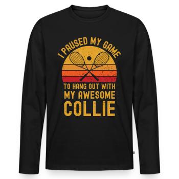 Courge et Collie - T-shirt manches longues Premium bio Homme - noir - Devant - Nico (187cm)