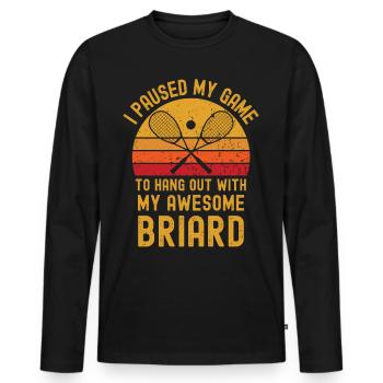 Courge et Briard - T-shirt manches longues Premium bio Homme - noir - Devant - Nico (187cm)