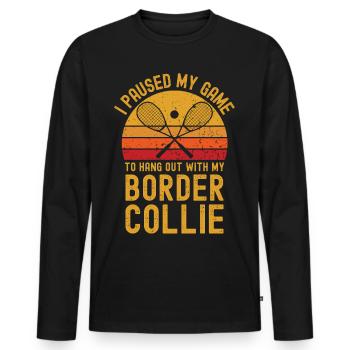 Courge et Border Collie - T-shirt manches longues Premium bio Homme - noir - Devant - Nico (187cm)