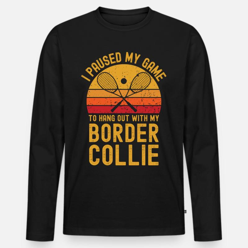 Squash und Border Collie - Männer Premium Bio Langarmshirt - Schwarz