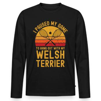 Courge et Welsh Terrier - T-shirt manches longues Premium bio Homme - noir - Devant - Nico (187cm)