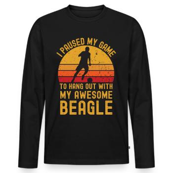 Fußball und Beagle - Männer Premium Bio Langarmshirt - Schwarz - Vorne - Nico (187cm)