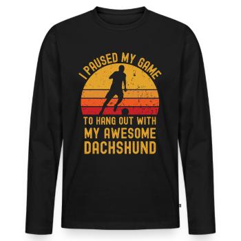 Fußball und Dackel - Männer Premium Bio Langarmshirt - Schwarz - Vorne - Nico (187cm)