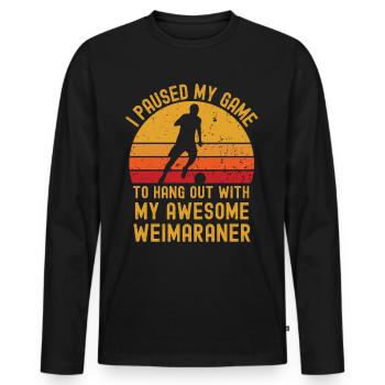 Football et Weimaraners - T-shirt manches longues Premium bio Homme - noir - Devant - Nico (187cm)