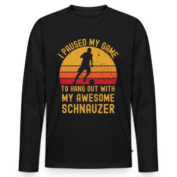 Football et Schnauzer - T-shirt manches longues Premium bio Homme - noir - Devant - Nico (187cm)