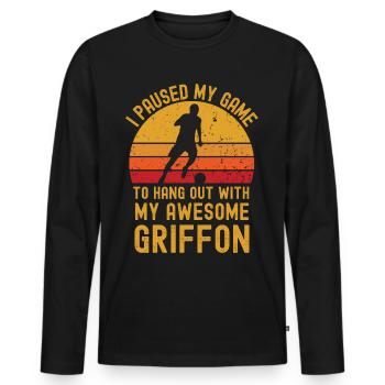 Fußball und Griffon - Männer Premium Bio Langarmshirt - Schwarz - Vorne - Nico (187cm)