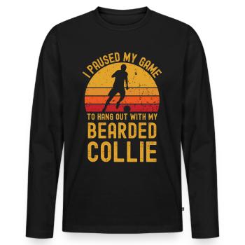 Football et Bearded Collie - T-shirt manches longues Premium bio Homme - noir - Devant - Nico (187cm)