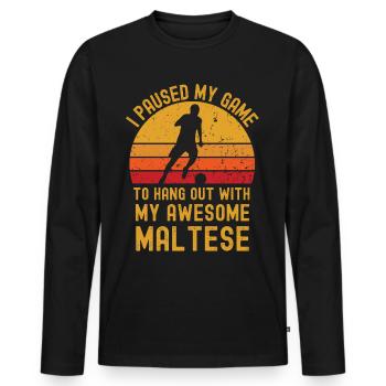Fußball und Malteser - Männer Premium Bio Langarmshirt - Schwarz - Vorne - Nico (187cm)