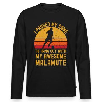 Football et Malamute - T-shirt manches longues Premium bio Homme - noir - Devant - Nico (187cm)