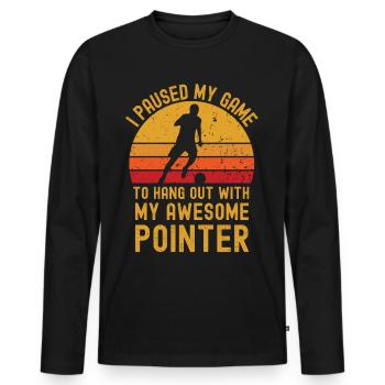 Fußball und Pointer - Männer Premium Bio Langarmshirt - Schwarz - Vorne - Nico (187cm)
