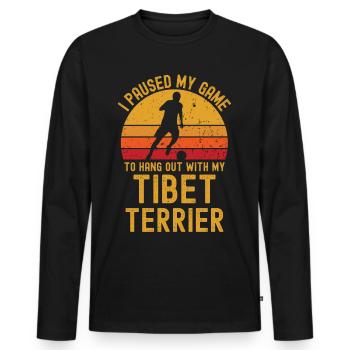 Football et terriers tibétains - T-shirt manches longues Premium bio Homme - noir - Devant - Nico (187cm)