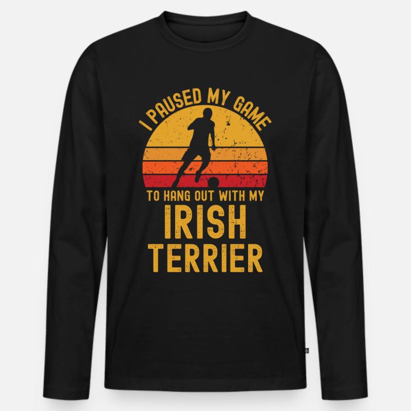 Fußball und Irish-Terrier - Männer Premium Bio Langarmshirt - Schwarz