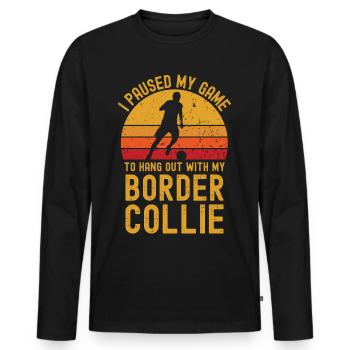 Football and Border Collie - Men's Premium Organic Long Sleeve Shirt - black - Front - Nico (187cm)