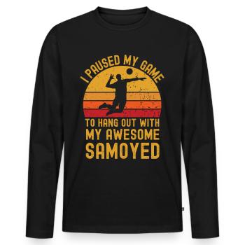 Volleyball and Samoyed - Men's Premium Organic Long Sleeve Shirt - black - Front - Nico (187cm)