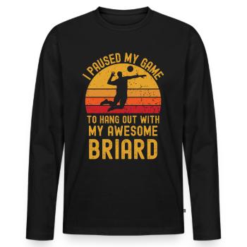 Volleyball and Briard - Men's Premium Organic Long Sleeve Shirt - black - Front - Nico (187cm)