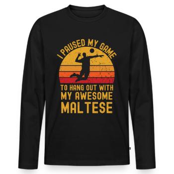 Volleyball und Malteser - Männer Premium Bio Langarmshirt - Schwarz - Vorne - Nico (187cm)