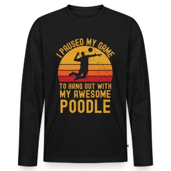 Volleyball und Pudel - Männer Premium Bio Langarmshirt - Schwarz - Vorne - Nico (187cm)