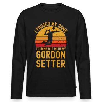 Le volleyball et Gordon Setter - T-shirt manches longues Premium bio Homme - noir - Devant - Nico (187cm)