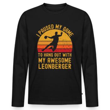 Handball and Leonberger - Men's Premium Organic Long Sleeve Shirt - black - Front - Nico (187cm)