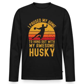 Handball und Husky - Männer Premium Bio Langarmshirt - Schwarz - Vorne - Nico (187cm)