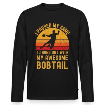 Handball and Bobtail - Men's Premium Organic Long Sleeve Shirt - black - Front - Nico (187cm)