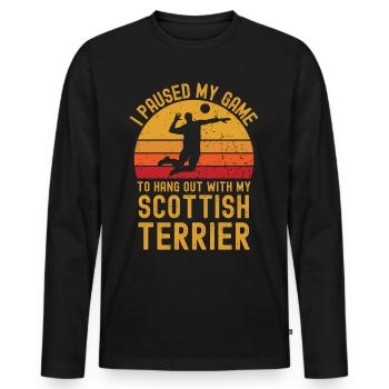 Volleyball and Scottish Terriers - Men's Premium Organic Long Sleeve Shirt - black - Front - Nico (187cm)