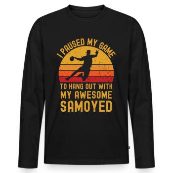 Handball and Samoyed - Men's Premium Organic Long Sleeve Shirt - black - Front - Nico (187cm)