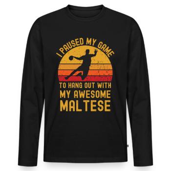 Handball und Malteser - Männer Premium Bio Langarmshirt - Schwarz - Vorne - Nico (187cm)